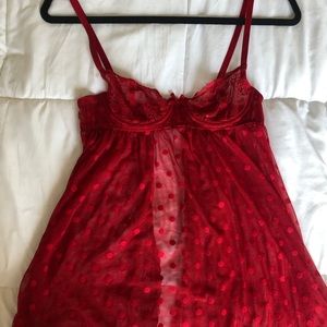 Red lace lingerie teddy